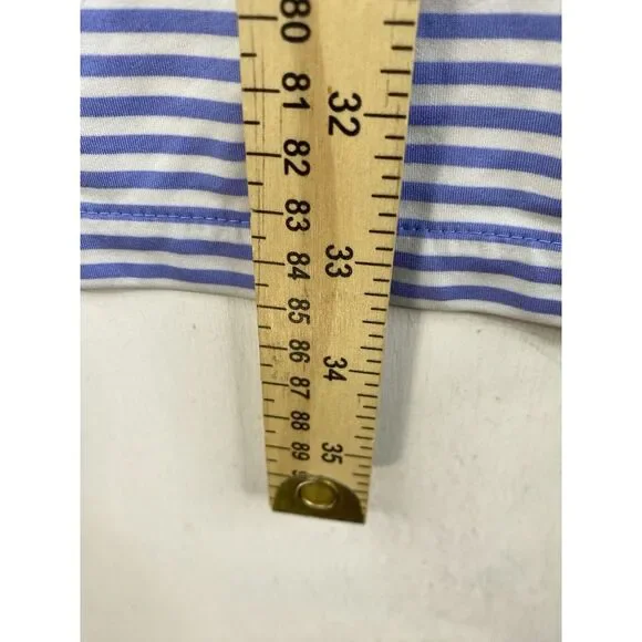 Mens RLX Ralph Lauren Golf Polo Shirt Blue White Stripes Polyester Spandex Sz XL - Picture 7 of 8